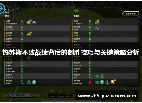 热苏斯不败战绩背后的制胜技巧与关键策略分析